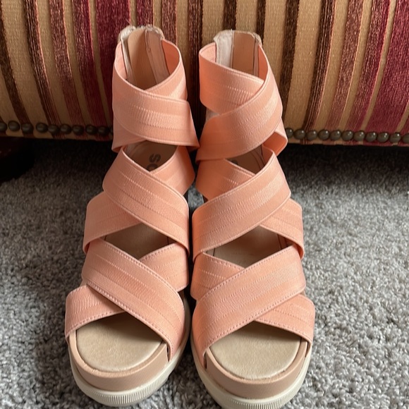 EUC Sorel Leather Joanie II Platform Wedge Sandals 7 - Picture 11 of 11